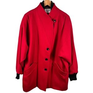 International Scene Maxi Coat Pea Coat Women's Size 9/10 Red Vintage Wool Winter
